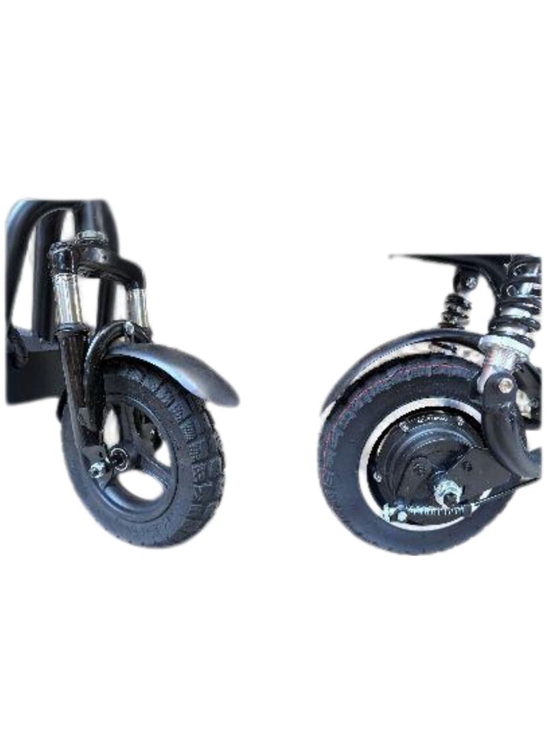 ESCOT Electric Scooter | Electric Scooter with Extra Seat and Storage Basket | Electric Scooter for Adults | Electric Scooter with Two Seats | Foldable Electric Scooter | 48V Voltage | 500W Motor | Front and Rear Lights | Shock Absorption Suspension | Storage Bask | Extra Seat for Passenger | 10-Inch Tires  - Image 3