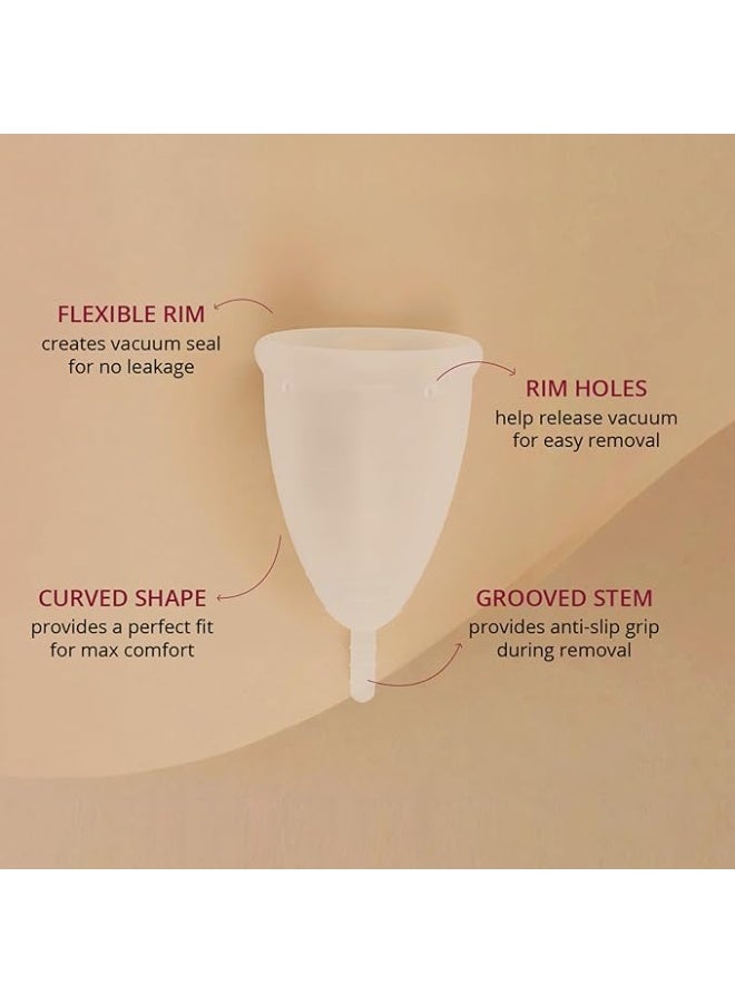 Carmesi Menstrual Cup for Women | Small Size - With Free Pouch | Rash-Free, Itch-Free, Odour-Free | 8-10 Hours of Leaks-Free Comfort | 100% Biocompatible Medical-Grade Silicone Cups - Image 3