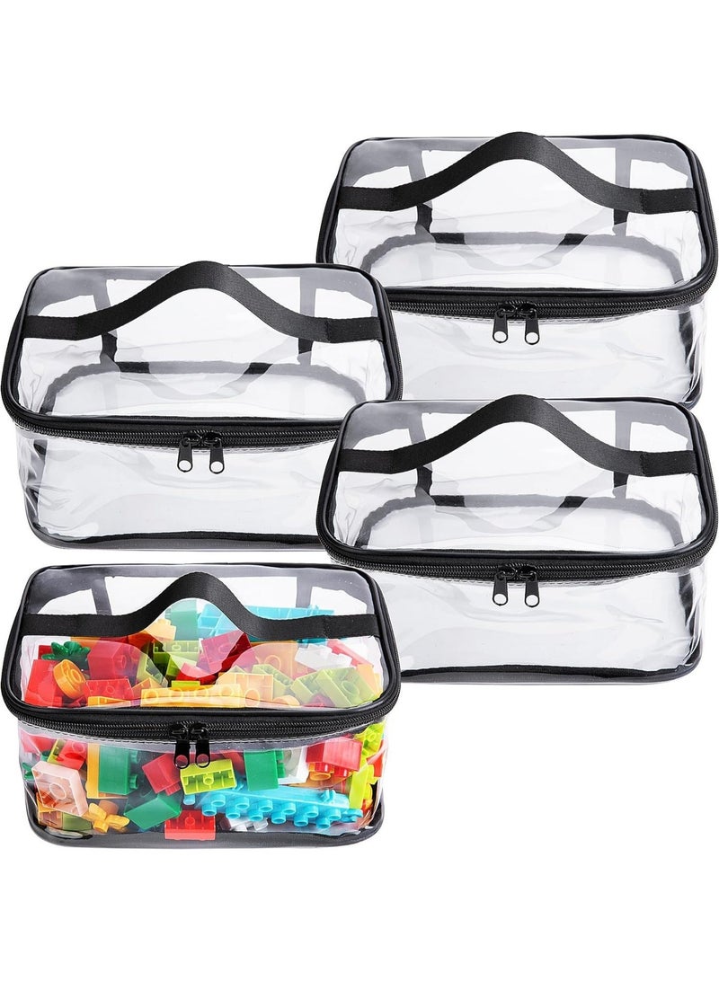 Arabest 4 Packs Clear Toy Storage Bags, Transparent PVC Toy Organizing Bags with Zipper, Waterproof Toy Storage Organizer Pouch for Building Blocks, Small Toys, 9.4 x 6.7 x 4.3 Inch (Black) - Image 1
