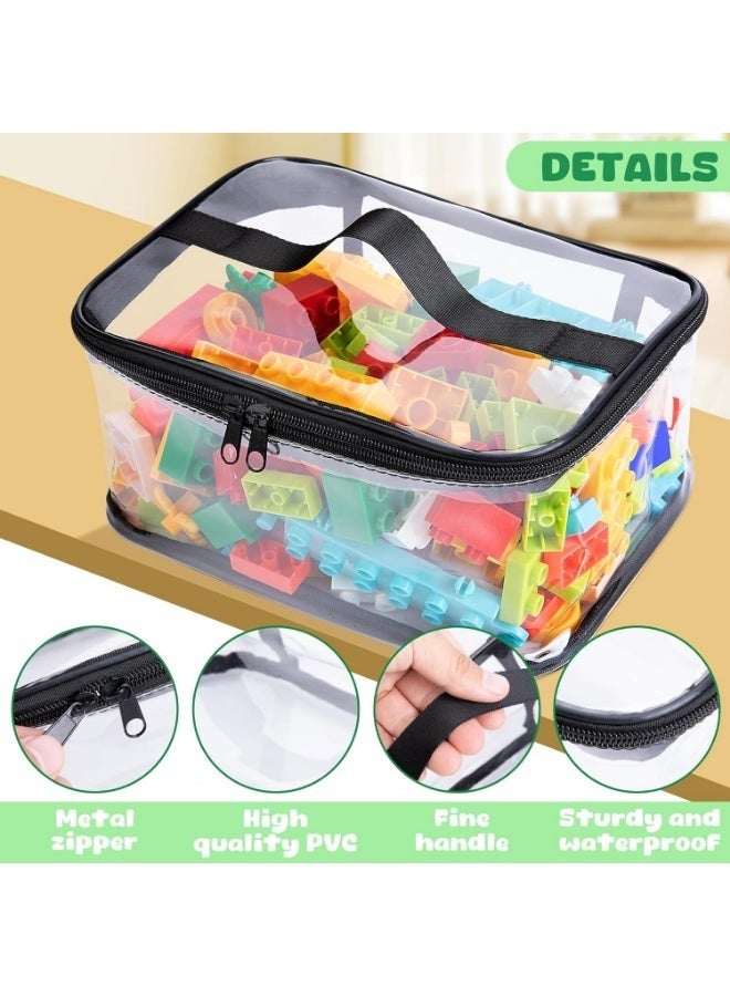 Arabest 4 Packs Clear Toy Storage Bags, Transparent PVC Toy Organizing Bags with Zipper, Waterproof Toy Storage Organizer Pouch for Building Blocks, Small Toys, 9.4 x 6.7 x 4.3 Inch (Black) - Image 3
