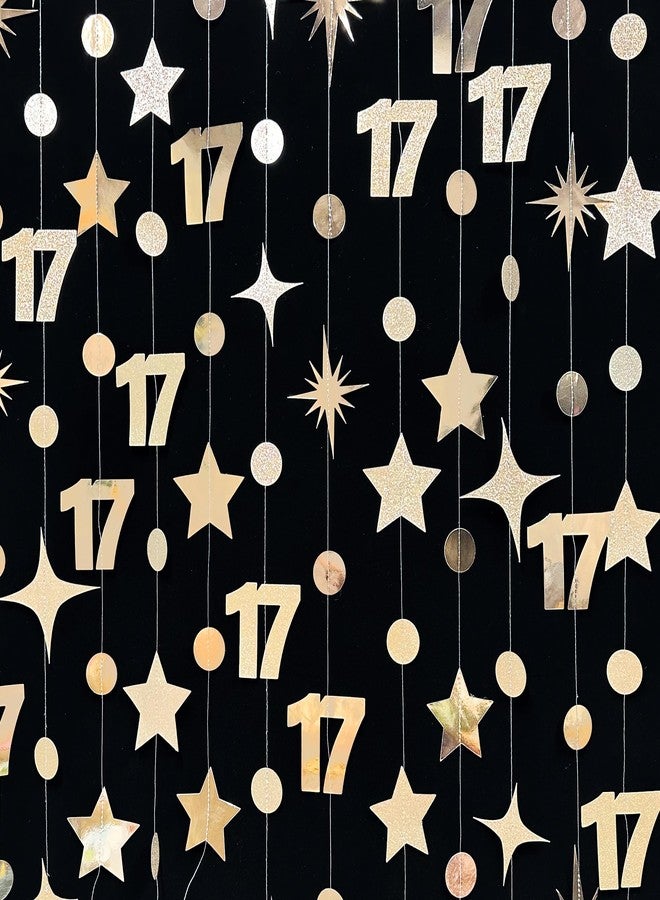 بينك بلوم زينة عيد ميلاد ذهبية شامبانيا رقم 17، تتضمن دائرة ونقاط ونجوم وشريطًا وخلفيةً للبنات والأولاد، احتفالًا بعيد ميلادهم السابع عشر، والذكرى السنوية السابعة عشرة، ومستلزمات حفلات رائعة منذ عام 2008. - Image 3