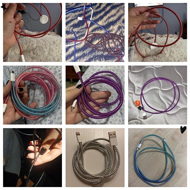Redclip Metallic Finish Spiral Protector for Cable, Wire Repair, Pet Cord, Headphone Saver - 1.5 Meters (2 Pcs) - Wrap/Cover for Mac Charging, USB Tube, Earphone (Purple) - Image 5