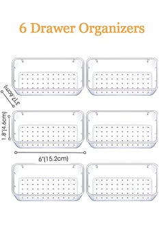 OAGA 6 PCS Drawer Organizers Set, Vanity Drawer Organizer Trays, Makeup Organizer Clear Plastic Storage Bins for Jewelries, Kitchen Utensils and Office  - Image 4