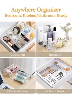 OAGA 6 PCS Drawer Organizers Set, Vanity Drawer Organizer Trays, Makeup Organizer Clear Plastic Storage Bins for Jewelries, Kitchen Utensils and Office  - Image 3