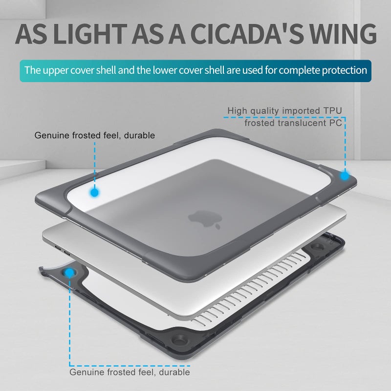 Funut Compatible with MacBook Retina 12 inch Case A1534, Hard Plastic & TPU Protective Case with Kickstand Shock Proof Matt Case Cover for A1534 MacBook 12" with Retina Display (# Gray) - Image 3
