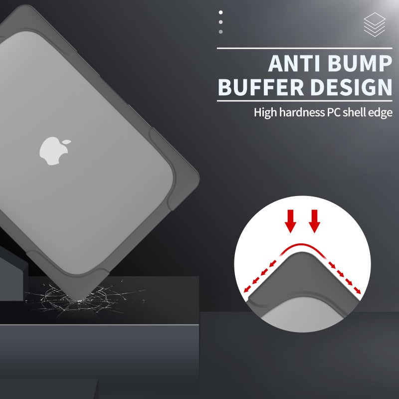 Funut Compatible with MacBook Retina 12 inch Case A1534, Hard Plastic & TPU Protective Case with Kickstand Shock Proof Matt Case Cover for A1534 MacBook 12" with Retina Display (# Gray) - Image 4