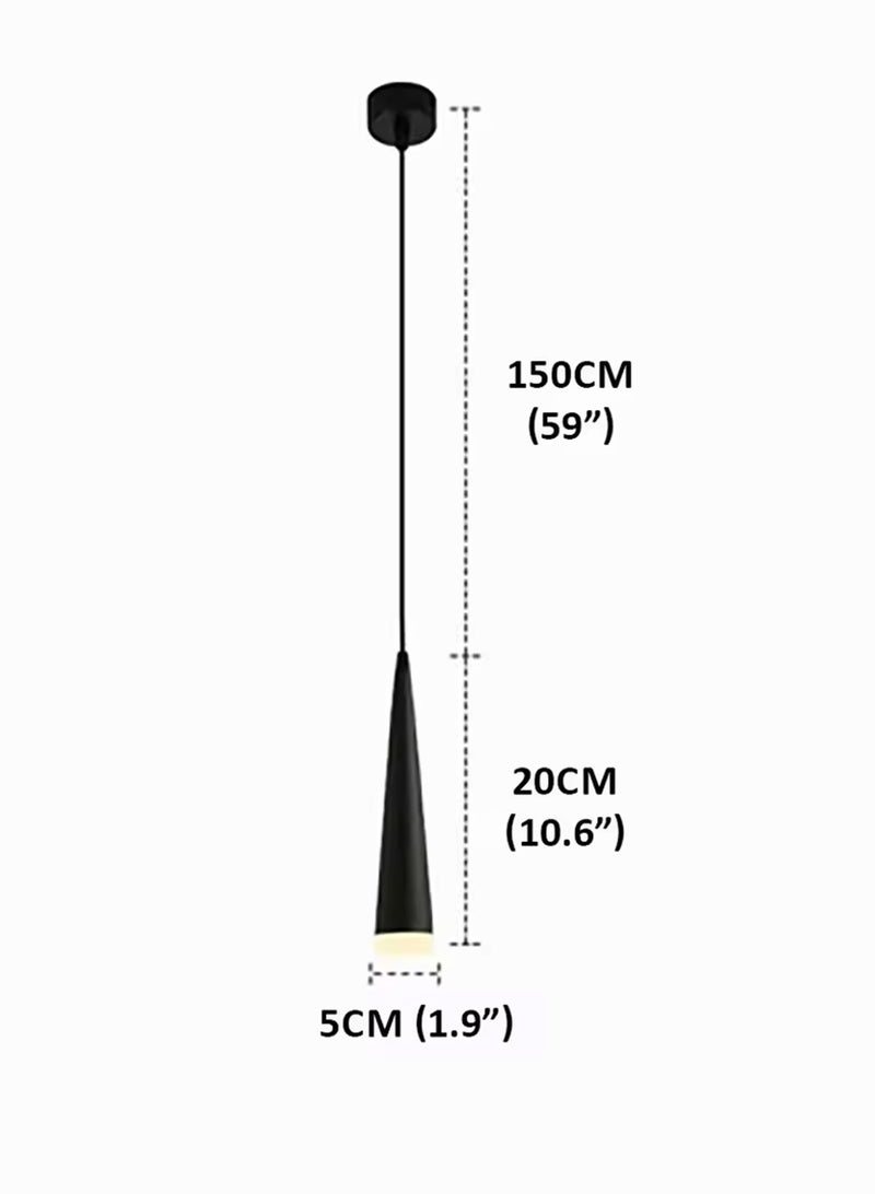 LOOPITYS Chandeliers Ceiling Light（black adjust 150+20CM，Three color light adjustment from 3000K to 6000K）Long Tube Hanging Light Retro Cone ing， Aluminum Suspension Light for ining room Traditional Dining、Industrial Style Bar Restaurant Spotlight - Image 4