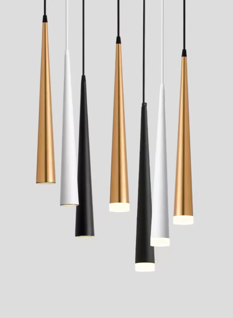 LOOPITYS Chandeliers Ceiling Light（black adjust 150+20CM，Three color light adjustment from 3000K to 6000K）Long Tube Hanging Light Retro Cone ing， Aluminum Suspension Light for ining room Traditional Dining、Industrial Style Bar Restaurant Spotlight - Image 1