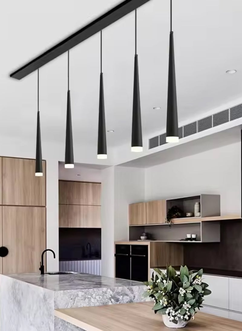 LOOPITYS Chandeliers Ceiling Light（black adjust 150+20CM，Three color light adjustment from 3000K to 6000K）Long Tube Hanging Light Retro Cone ing， Aluminum Suspension Light for ining room Traditional Dining、Industrial Style Bar Restaurant Spotlight - Image 2