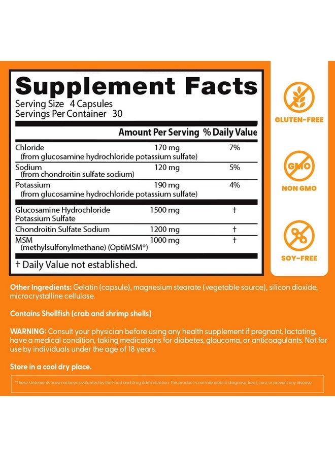 Doctor's Best Glucosamine Chondroitin Msm with OptiMSM Capsules, Supports Healthy Joint Structure, Function & Comfort, Non-GMO, Gluten Free, Soy Free, 120 Count (Pack of 1) - Image 3