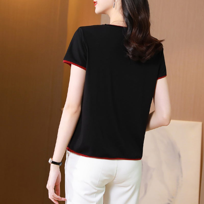 Short-Sleeved T-Shirt Women'S Cotton Undershirt 2021 New Middle-Aged Women'S Tops Large Size Loose Belly-Covering Half-Sleeved Shirt Trendy - Image 5