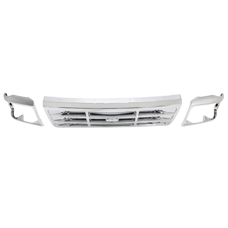 ALMULOO Grille & Headlight Bezel Silvery Compatible with 1992-1996 Ford Bronco F150 F250 1997 F350 & 1997 F250HD F350 Front Grill Lamp Cover Plastic(ABS) Replacement for FO1200173 FO2512130 FO2513131 - Image 2