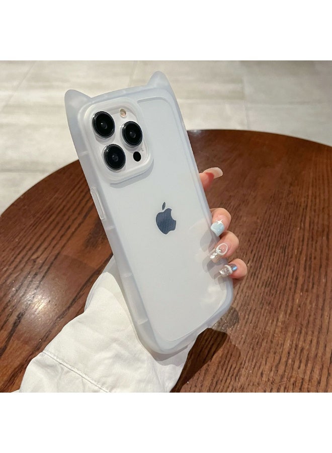 NIBEMINENT Cat Ears Protective TPU Case Cover For iPhone 14 Pro, Transparent - Image 2