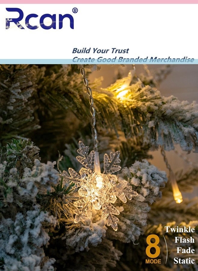 Rcan LED Snowflake String Lights 4M Memory Window Snowflake Lights with Remote Control Battery Operated Waterproof Lights Indoor Outdoor Decorations 8 Modes for Bedroom Party Patio Room Garden - Image 3
