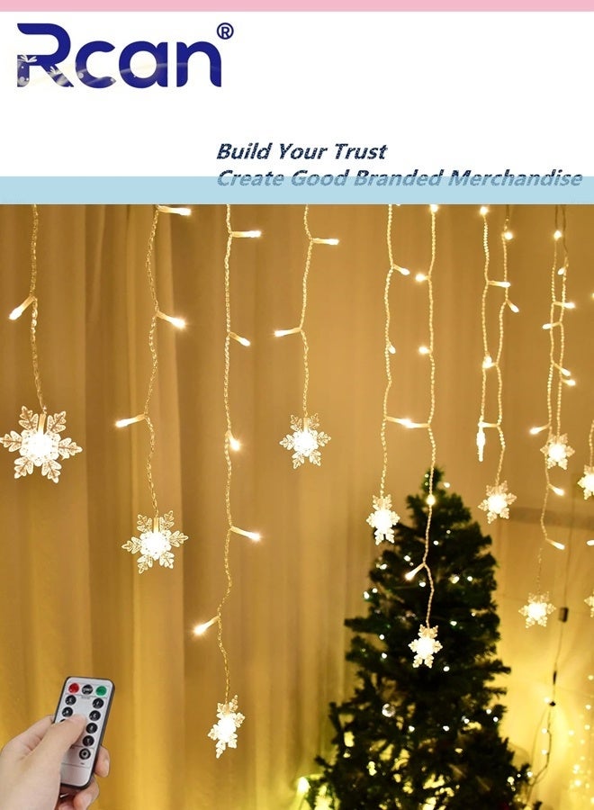 Rcan LED Snowflake String Lights 4M Memory Window Snowflake Lights with Remote Control Battery Operated Waterproof Lights Indoor Outdoor Decorations 8 Modes for Bedroom Party Patio Room Garden - Image 1