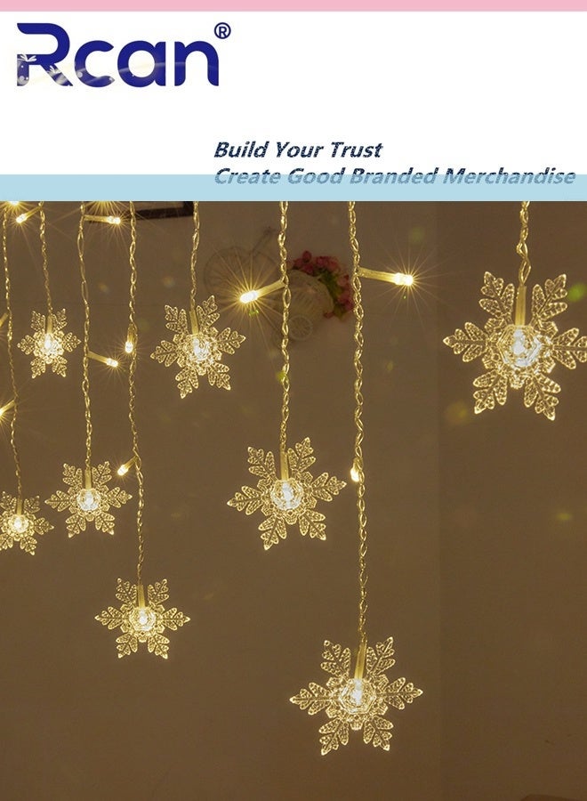 Rcan LED Snowflake String Lights 4M Memory Window Snowflake Lights with Remote Control Battery Operated Waterproof Lights Indoor Outdoor Decorations 8 Modes for Bedroom Party Patio Room Garden - Image 2