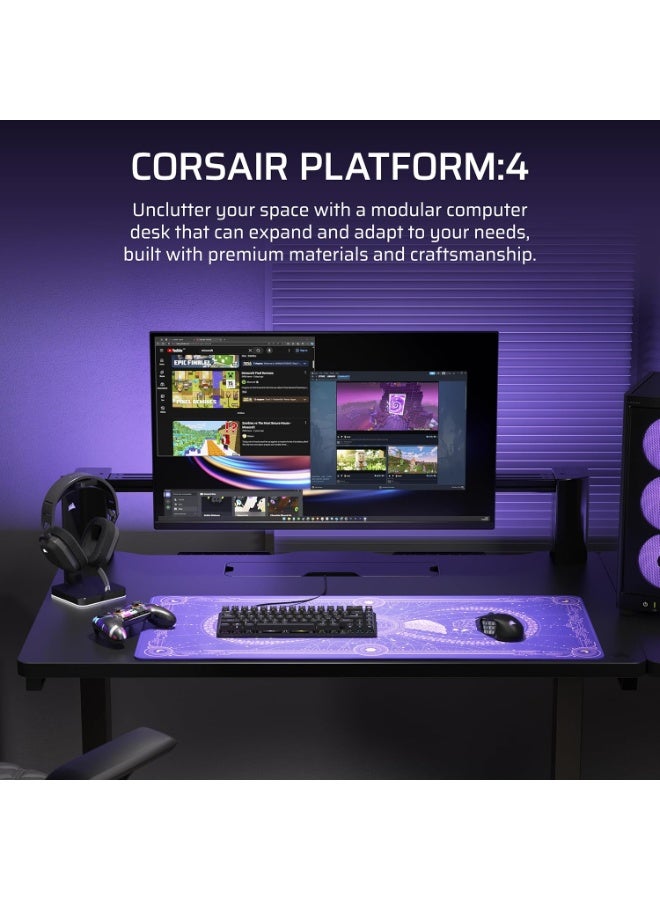 Corsair Platform 4 Fixed Height Gaming Desk - Black - Image 1