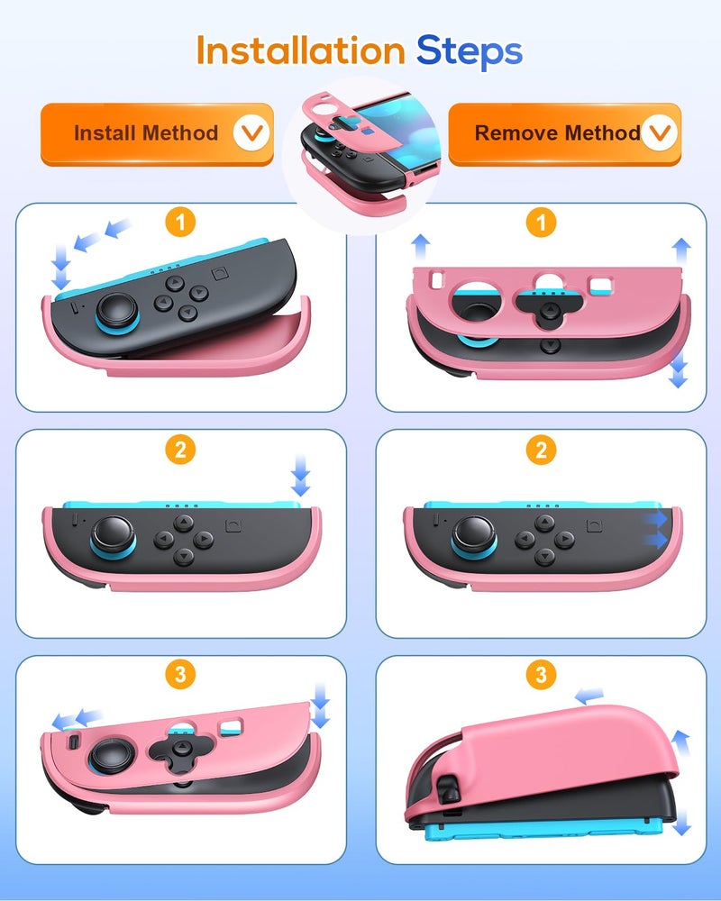 FYOUNG Upgrade Switch 2 Protective Case&Screen Protector Set, Dockable Cover Hard Shell for Nintendo Switch 2 2025 Console Accessories,Travel-Friendly,Kickstand Cutouts(Pink, for Switch 2 7.9inch) - Image 4