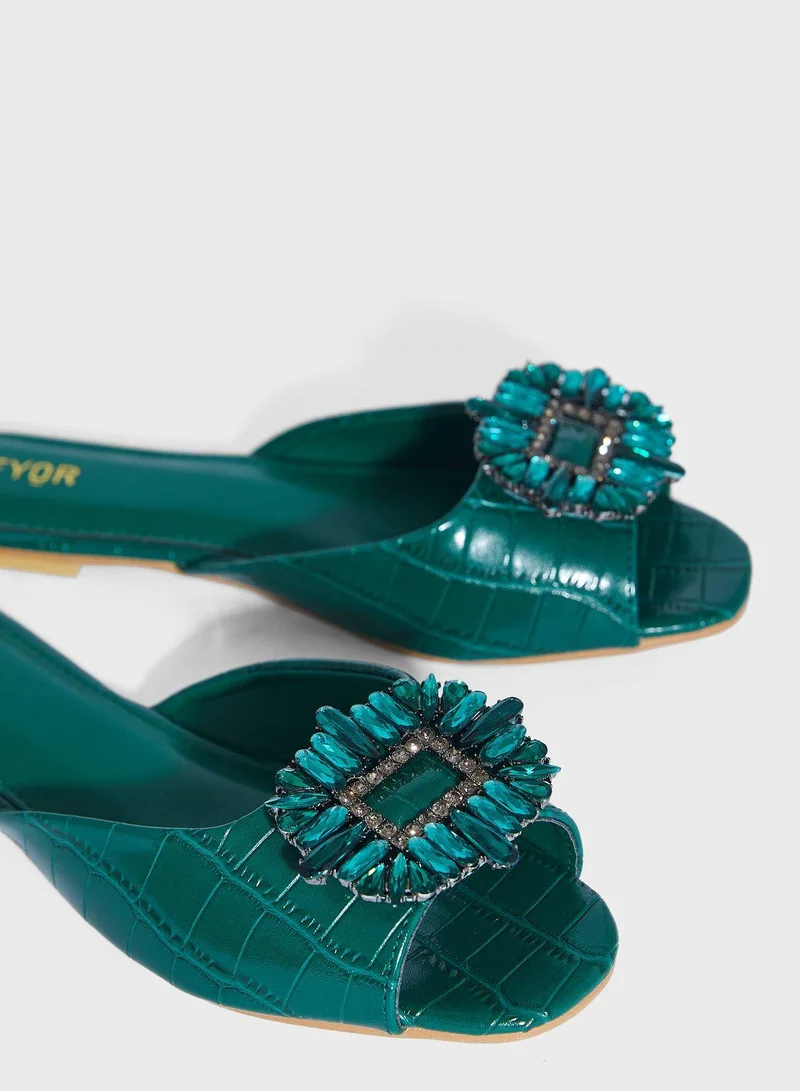 فايور Peep Toe Flat Sandals