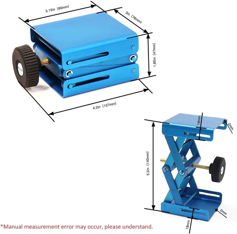 ULAB Lab Jack, Aluminium Lift Table, Jack Platform 3.15"x3" Max. Height up to 5.5", Heavy Duty, ULJ1003 - Image 3
