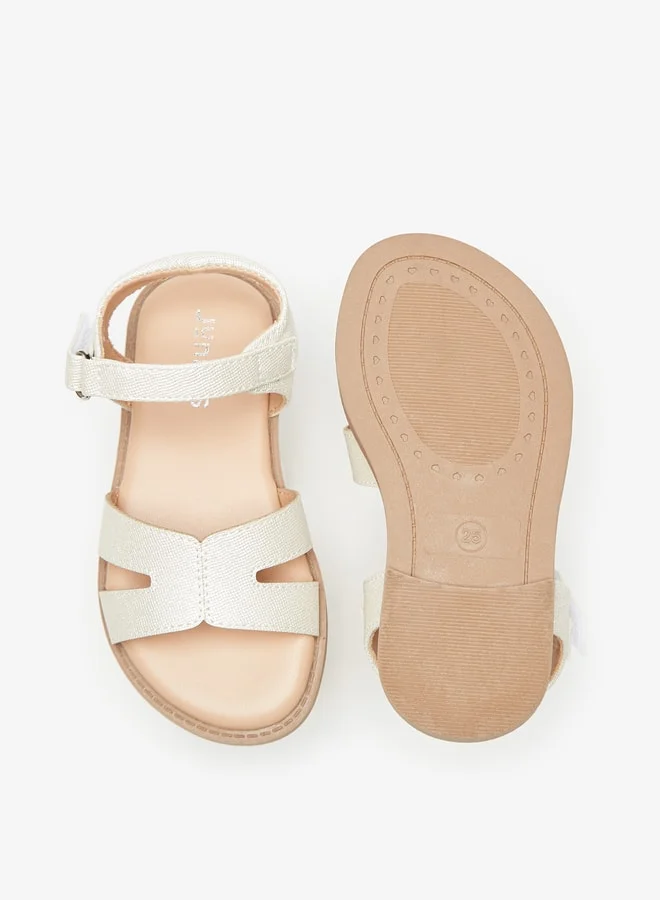JUNIORS Girls Textured Sandals With Hook And Loop Closure