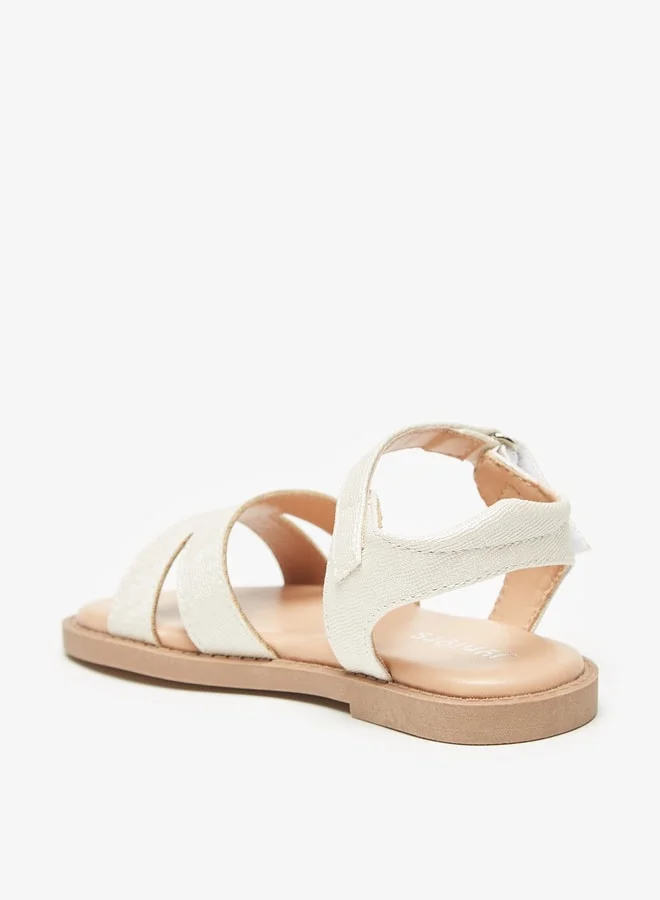 JUNIORS Girls Textured Sandals With Hook And Loop Closure