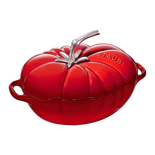 STAUB Cast Iron 3-quart Tomato Cocotte, Dutch Oven, Made in France, Cherry - Image 1