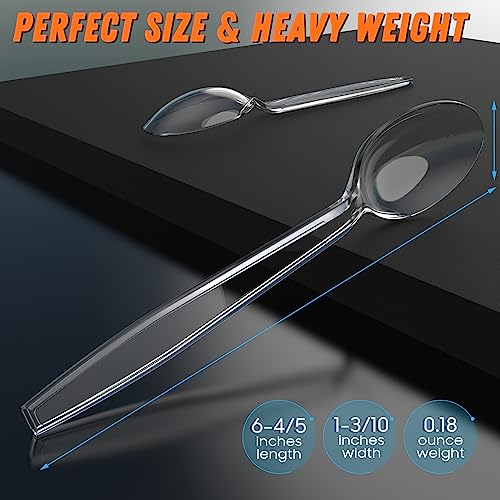 Dipoo 360pc 6.8" Clear Plastic Spoons Heavy Duty with Heat Resistant & BPA Free, Solid and Durable Plastic Cutlery, Premium Disposable Spoons for Party Supply - Image 5