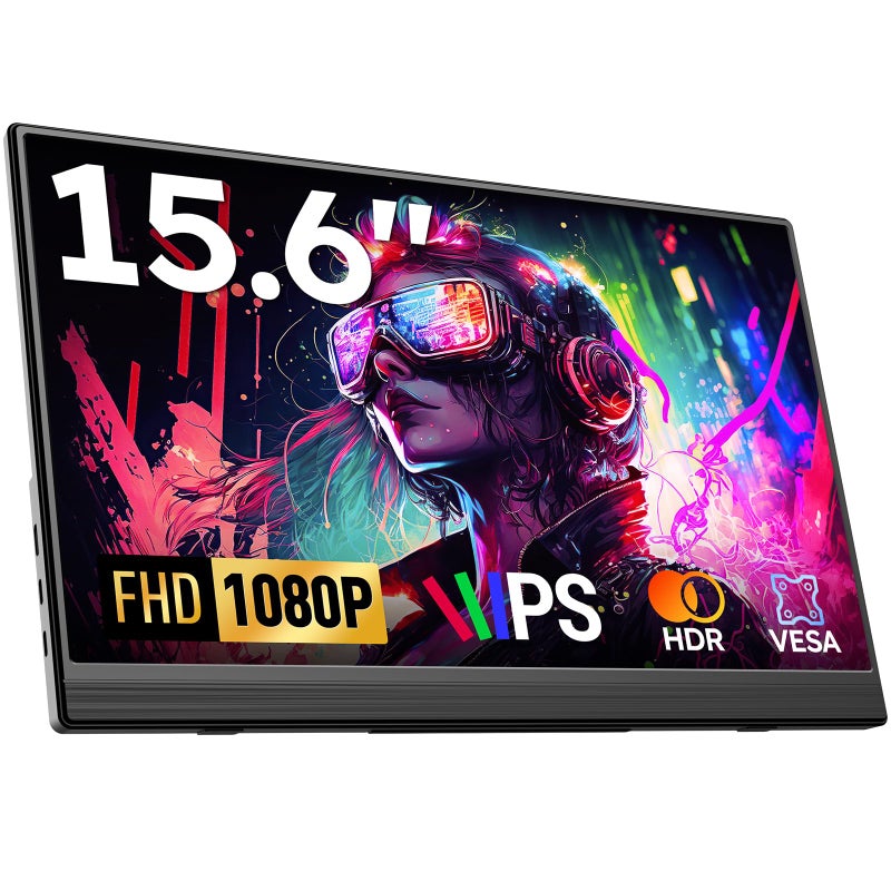 Dopesplay Portable Monitor 15.6'' FHD 1080P Laptop Monitors USB-C HDMI Travel Monitors for Laptop, Ultra-Slim IPS HDR Display w/Speakers, External Small Display for PC Phone Mac Xbox PS5/4 Switch - Image 1