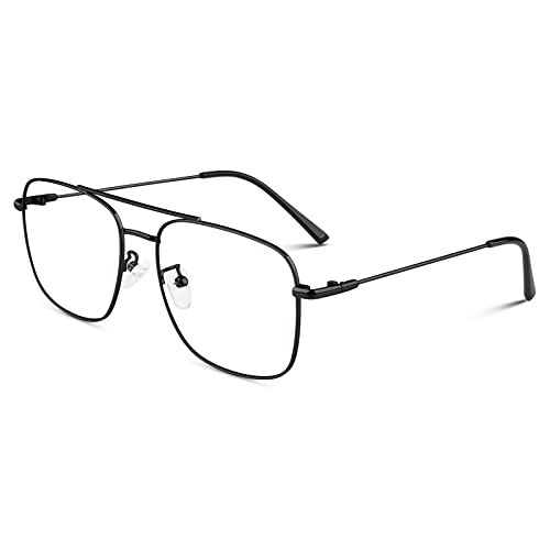 LINVO Fake Glasses Non-Prescription Clear Lens Metal Frame Fashion Eyewear for Women Men - Image 1