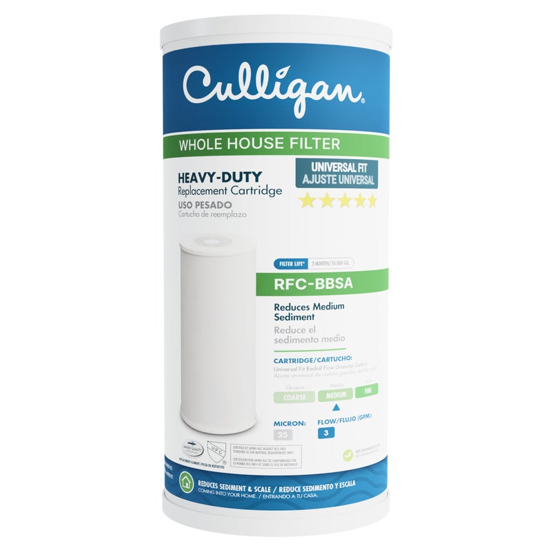 Culligan RFC-BBSA 25 Micron Whole House Water Filter for Sediment, 10" x 4.5" Compatible Replacement for FXHTC, W50PEHD, GXWH40L, GXWH35F, GNWH38S, WFHD13001 (Pack of 1) - Image 1