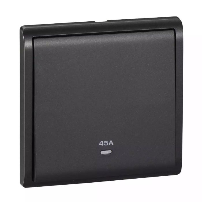 Schneider Electric AvatarOn 45A 250V 1 Gang DP Switched with Neon, Matt Black – E8231D45N_MB_G1