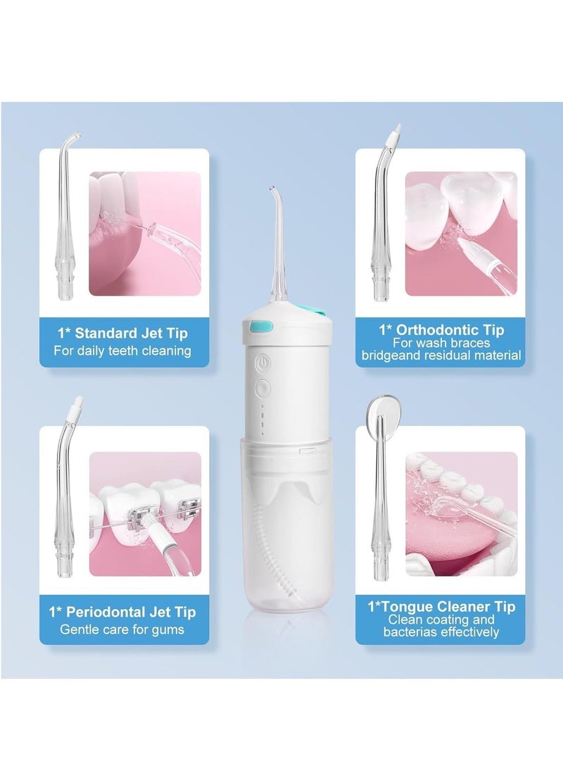 Captaintech Water Flosser, Mini Portable Water Teeth Cleaner Pick, Cordless Oral Care Irrigator Rechargeable Gums with 4 Nozzles, Telescopic Water Tank, 3 Modes IPX7 Waterproof for Travel and Home - Image 3
