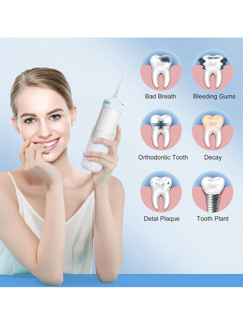 Captaintech Water Flosser, Mini Portable Water Teeth Cleaner Pick, Cordless Oral Care Irrigator Rechargeable Gums with 4 Nozzles, Telescopic Water Tank, 3 Modes IPX7 Waterproof for Travel and Home - Image 4