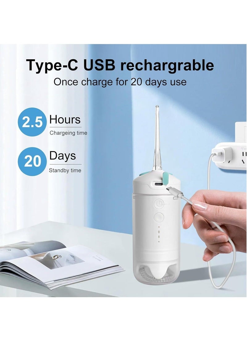 Captaintech Water Flosser, Mini Portable Water Teeth Cleaner Pick, Cordless Oral Care Irrigator Rechargeable Gums with 4 Nozzles, Telescopic Water Tank, 3 Modes IPX7 Waterproof for Travel and Home - Image 5