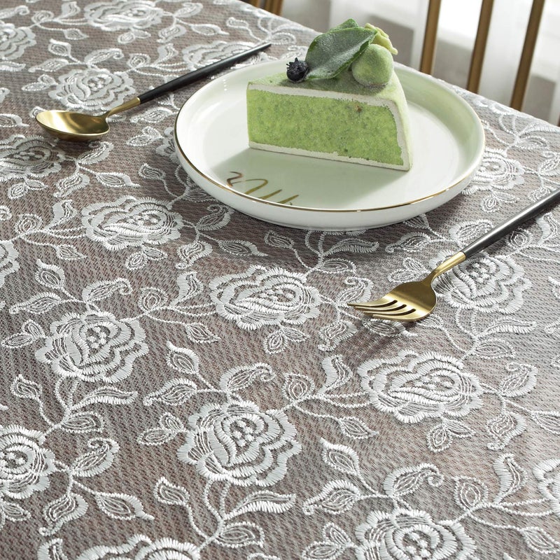 SUTAVIA Lace Tablecloth Embroidered Lace Table Cover for Square Small Table Classic Dustproof Table Protector for Kitchen Dining Room Party Wedding Banquet Home Decoration (Offwhite  33""?33"") - Image 5