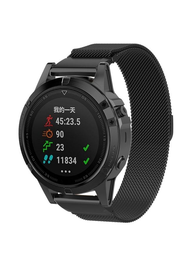 Generic - Replacement Strap For Garmin Fenix 6X Milanese Watch Band Black - Image 1