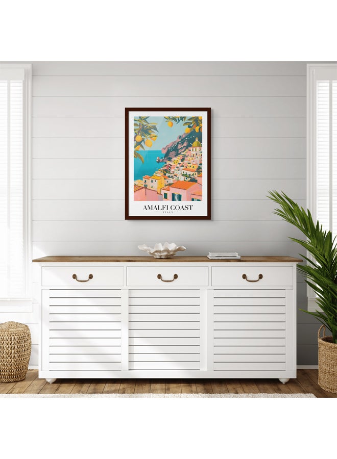 Art Decor Art Decor Framed Fine Art Portrait Print of Amalfi Coast Travel Italy Coastal Scenic Mediterranean Landscape European Poster Wall Décor for Home Living Room Bedroom Office Hotels  - Image 2