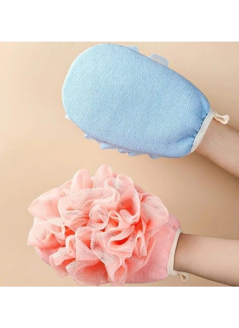 Generic - Exfoliating Glove with Loofah Sponge, Double Sided Bath Sponge, Lufah Exfoliating Body Scrubber Bath Sponges for Shower, Exfoliating Gloves for Body Dead Skin Shower Sponge 1Pcs (Assorted Colors) - Image 1