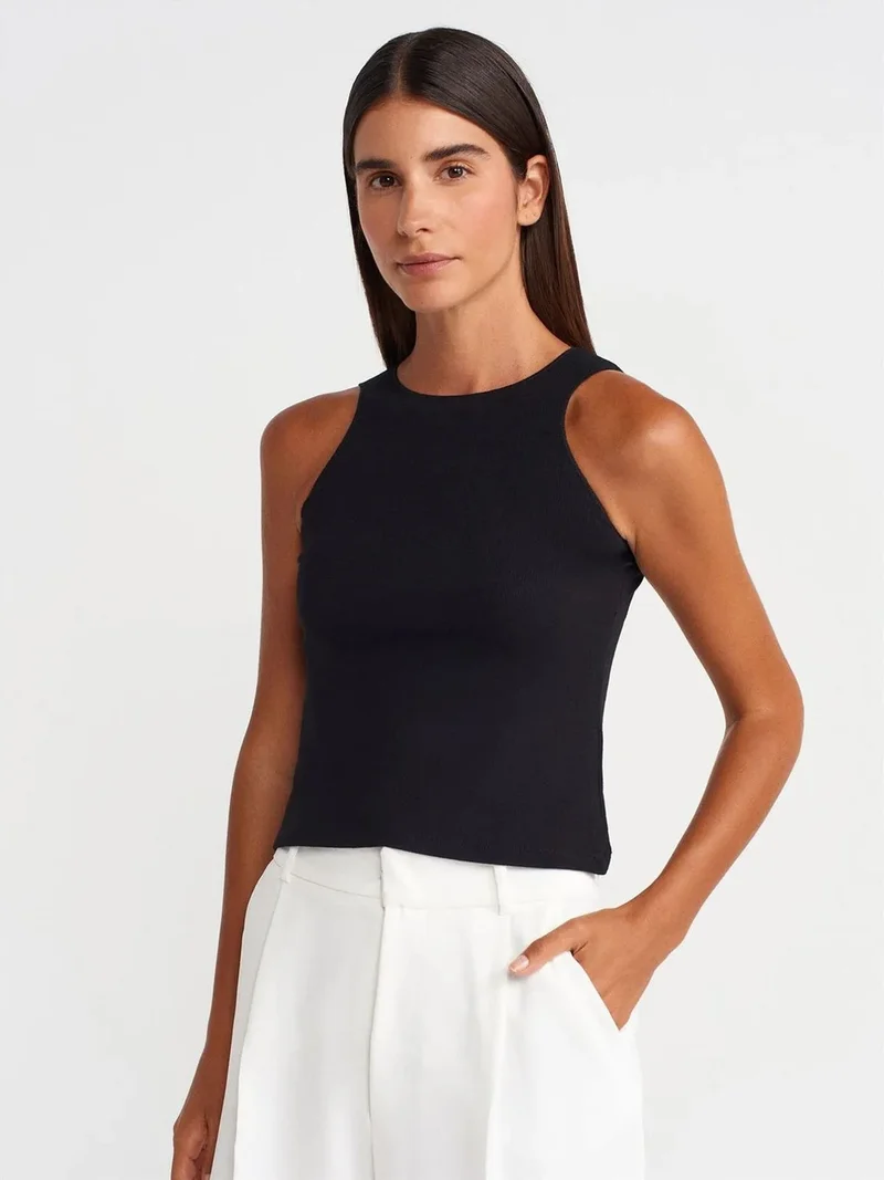 ديلفين Dilvin Fitted Ribbed Sleeveless Blouse