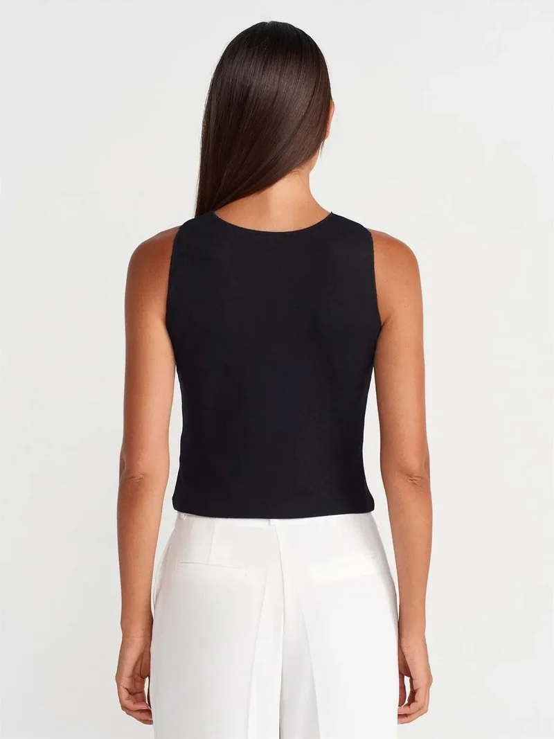 ديلفين Dilvin Fitted Ribbed Sleeveless Blouse