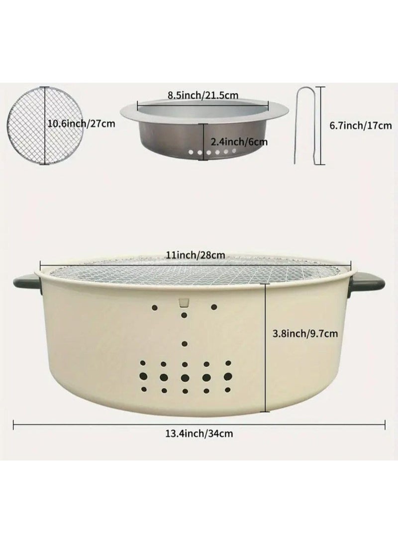 Mini Non-Stick Charcoal Grill | Portable grill with heat-resistant handle Table top grill for camping, trekking and gatherings - Image 2
