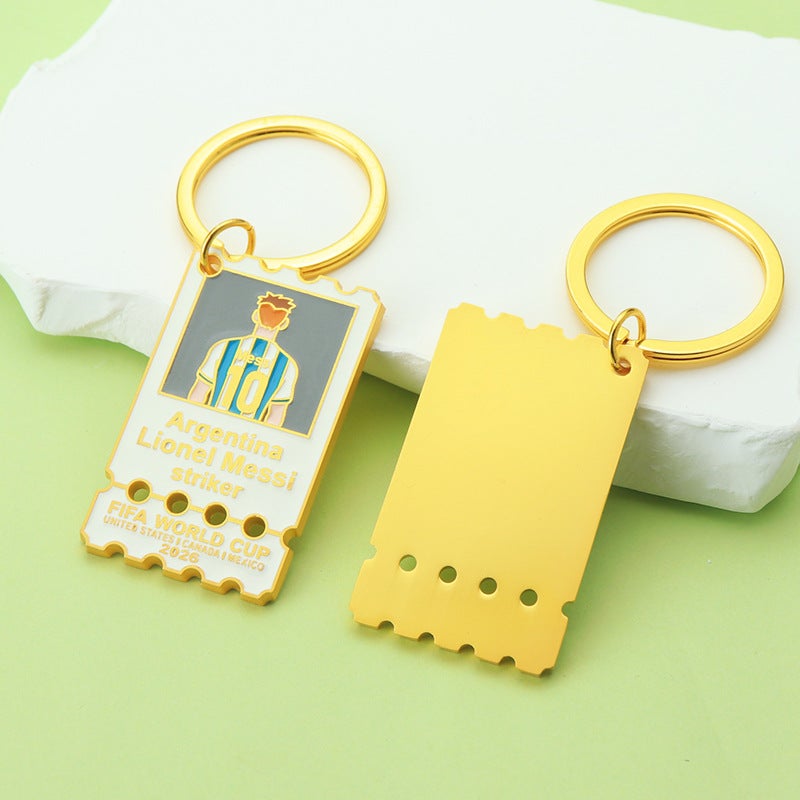 World Cup Star Metal Stamp Keychain Custom Messi Ronaldo Modric Fan Souvenir Metal Pendant - Image 4