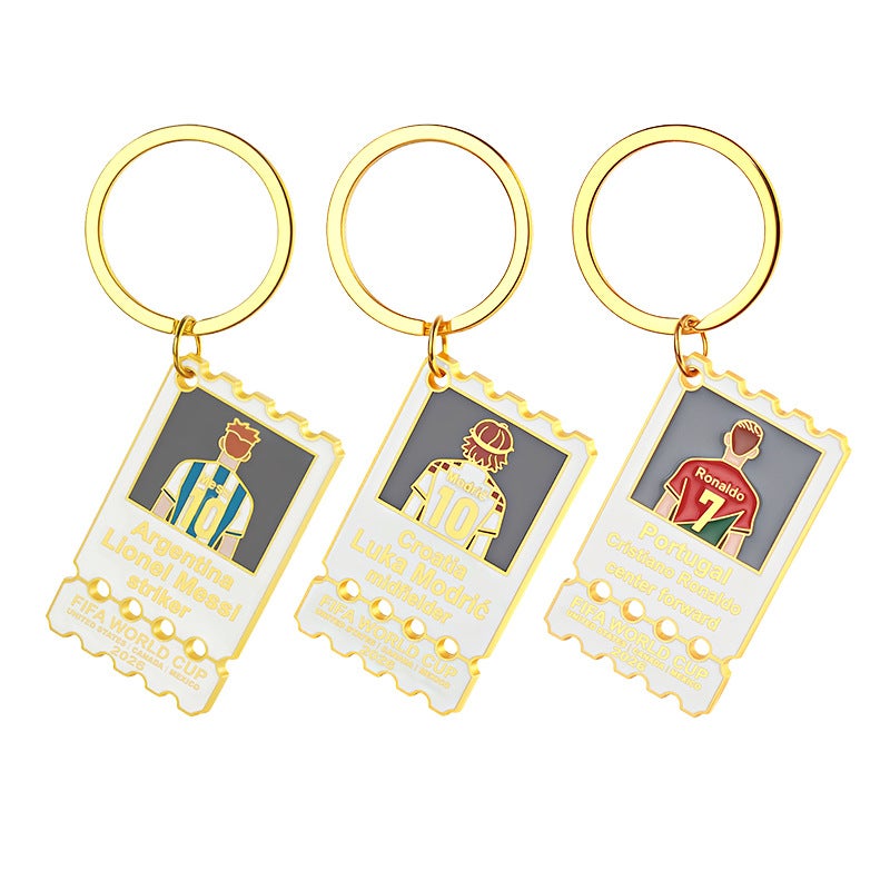 World Cup Star Metal Stamp Keychain Custom Messi Ronaldo Modric Fan Souvenir Metal Pendant - Image 5