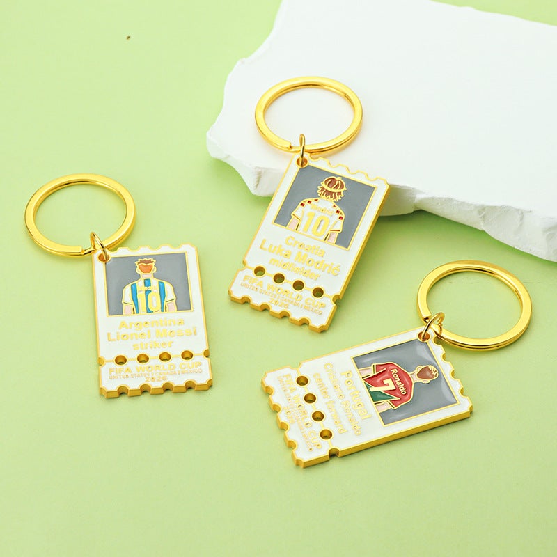 World Cup Star Metal Stamp Keychain Custom Messi Ronaldo Modric Fan Souvenir Metal Pendant - Image 3