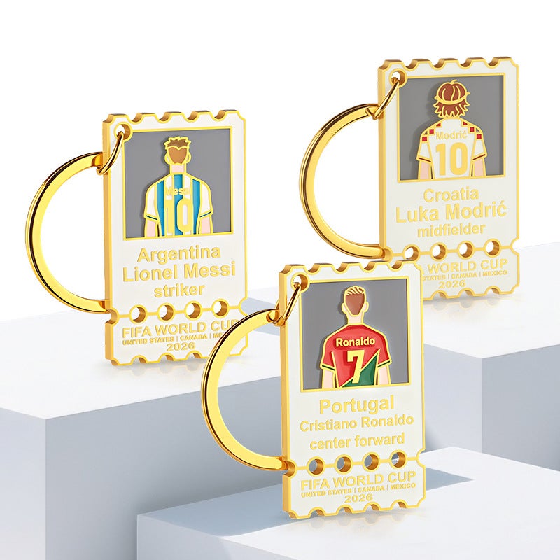World Cup Star Metal Stamp Keychain Custom Messi Ronaldo Modric Fan Souvenir Metal Pendant - Image 2