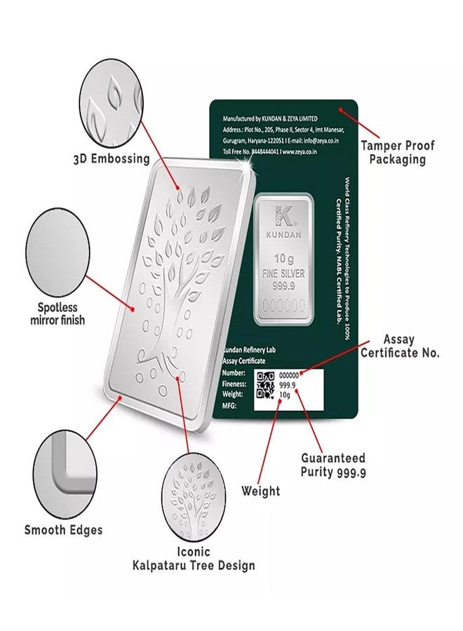 Kundan 10 gm (999.9) Kalpataru Tree Silver Precious Coin - Image 3