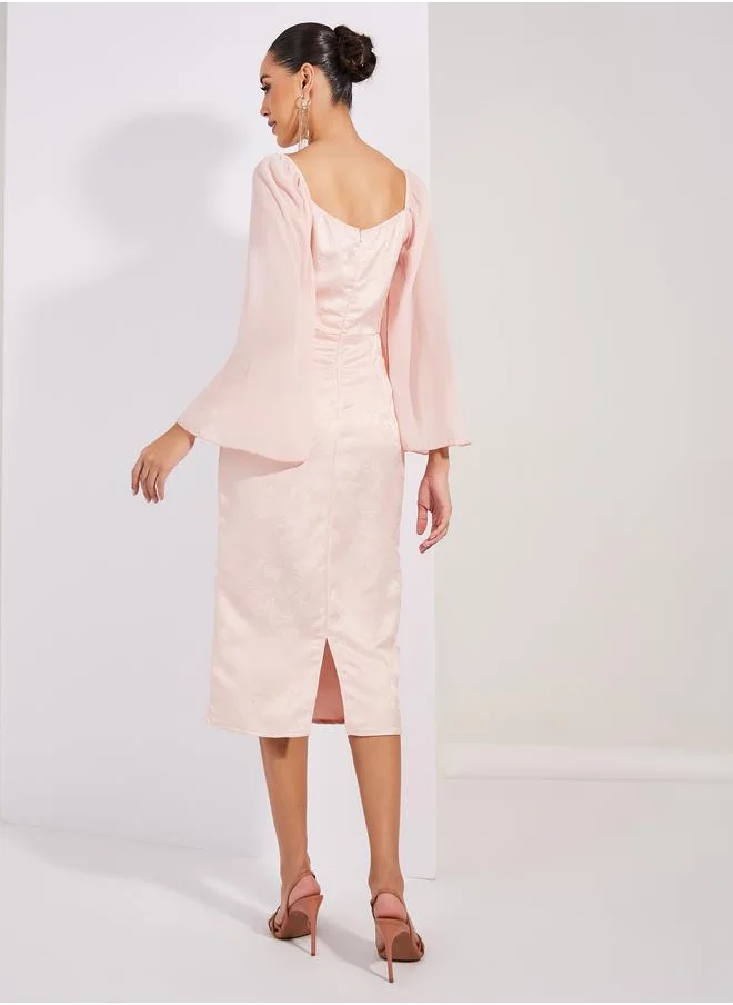 ستايلي Jacquard Sheath Midi Dress with Back Slit