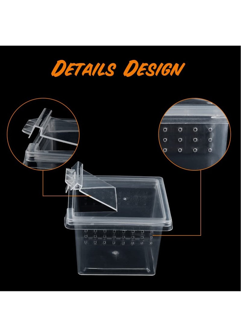 KASTWAVE 10 قطع صندوق تربية الزواحف علبة شفافة للتغذية - حاوية تفقيس صغيرة بغطاء لتفقيس الزواحف الصغيرة العنكبوت الشجري المانتس العقرب الدود الأسطواني صندوق تربية أكريليك - Image 4