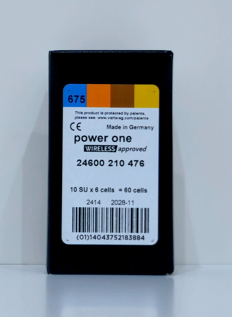 Power One بطارية سماعة الأذن Powerone 675 - مصنوعة في ألمانيا - عبوة من 60 بطارية - Image 2